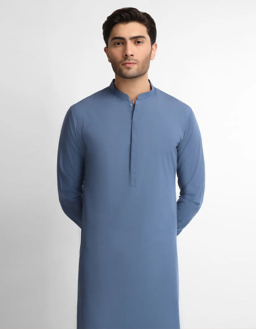 blue plain kameez shalwar