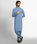 steel blue plain kameez shalwar