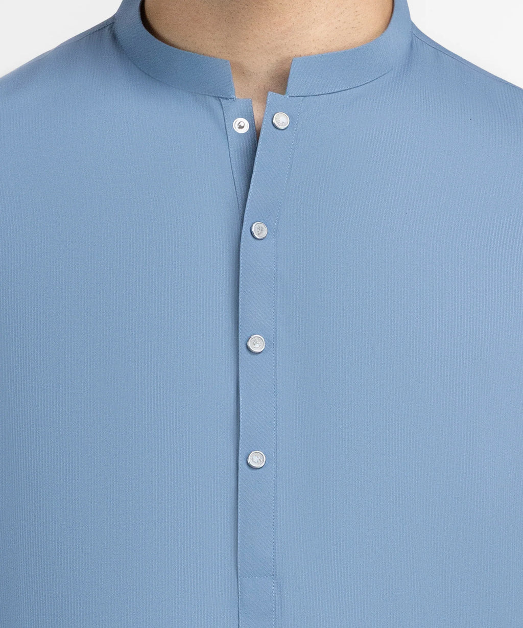 steel blue plain kameez shalwar