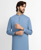 steel blue plain kameez shalwar