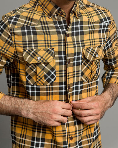Men's Casual Checkered Shirt - Yellow Shc-1980