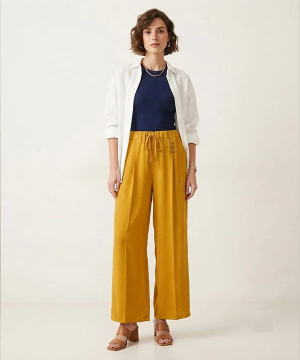Women's Western Casual Mustard Palazzo Trousers LPZ-0061