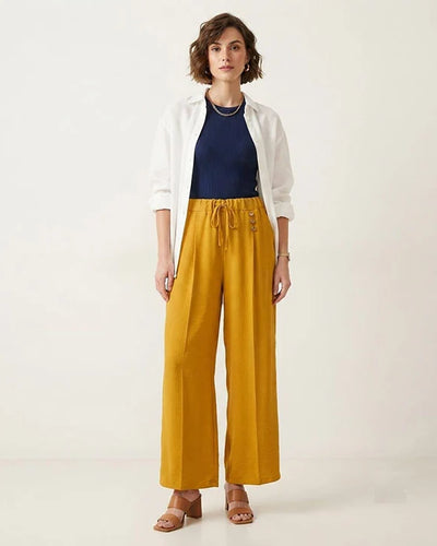 Women's Western Casual Mustard Palazzo Trousers LPZ-0061