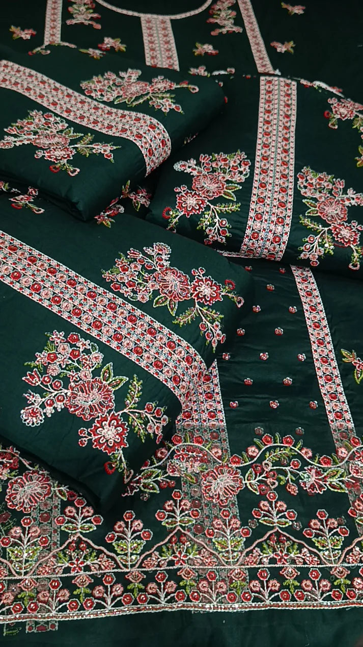 3pc Green aneelas fehmal lawn