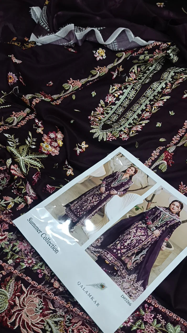 Aneela,s luxury 3pc hania plumish lawn