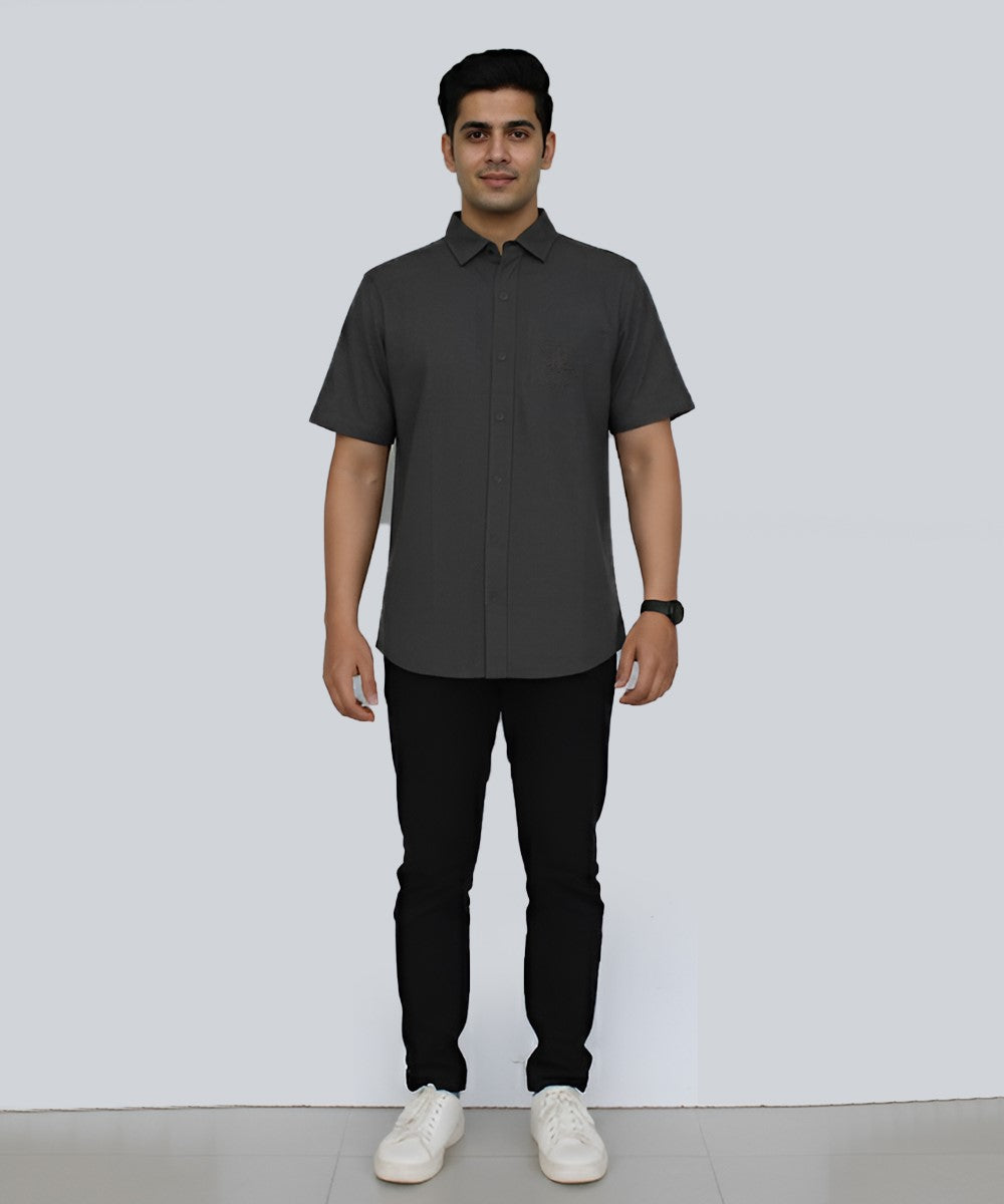 Men's Casual Half sleves Grey Shc-2028 - Grey - View 1