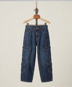 Boys Navy Multi-Pocket Baggy Jeans- Bjp-0299