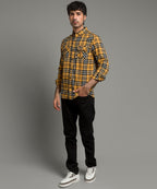 Men's Casual Checkered Shirt - Yellow Shc-1980 - Yellow - View 4