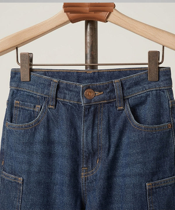 Boys Navy Multi-Pocket Baggy Jeans- Bjp-0299