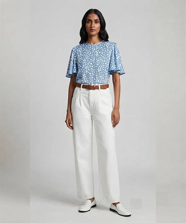 Women Western Floral Sky Printed Top LSH-0106