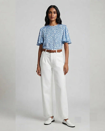Women Western Floral Sky Printed Top LSH-0106