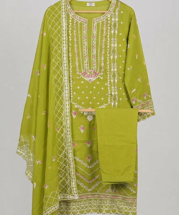 Women's Eastern Lime Green Embroidered 3-piece 0004