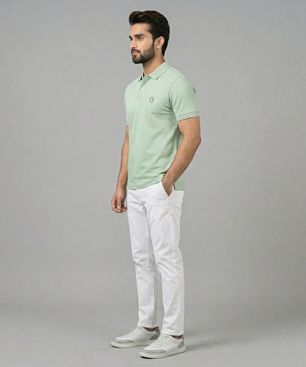 Premium Ribbed Collar Basic Polo T-Shirt Pistachio TSH-7162