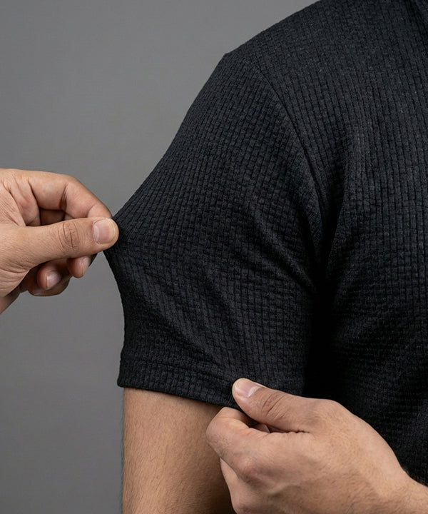 Men'S T-Shirt Collar Black Tsh-7020 - Black - View 2