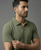 Men'S T-Shirt Johnny Collar Green Tsh-5991 - Green - View 2