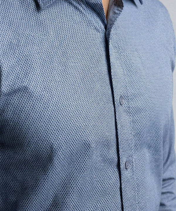 Men'S Dress Shirt - Navy Dotted Dsh-0287 - Navy - View 2