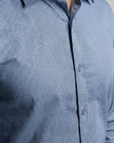 Men'S Dress Shirt - Navy Dotted Dsh-0287