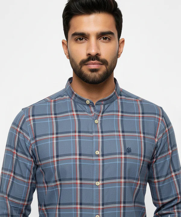 Men's Casual Shirt - Shc-1458 Blue Chk