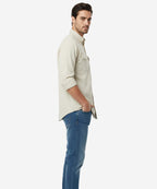 Men's Casual Shirt - Beige Shc-1841 Strech Fabric - Beige - View 2