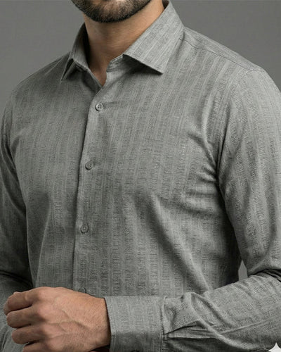 Men'S Dress Shirt - Grey Stripe Dsh-0287
