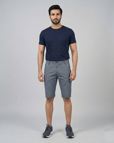 Men’S Summer Cotton Texture Navy Shorts- Br-0101