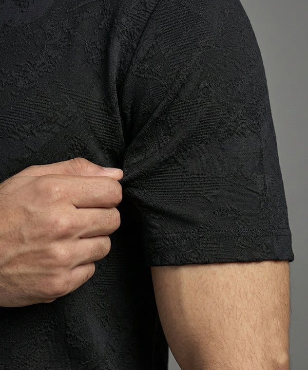 Men'S T-Shirt Collar Black Tsh-7024 - Black - View 2