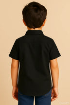 HR clothing Kids Half Sleeves Shirt - Black BSH-0110