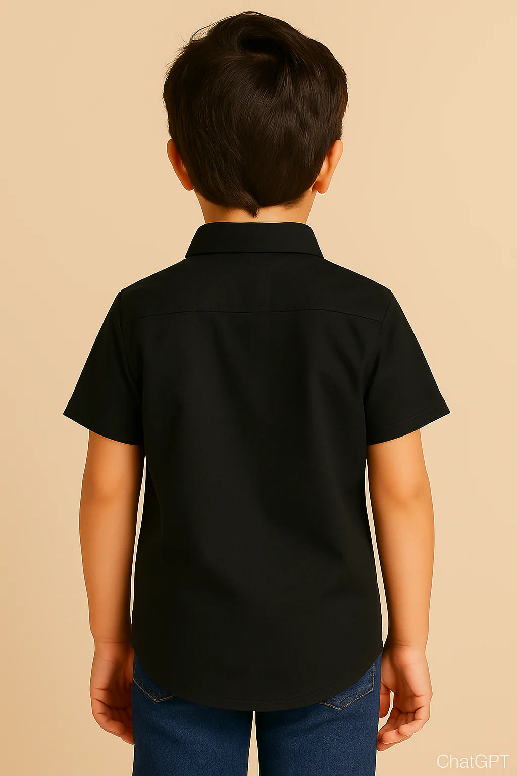 HR clothing Kids Half Sleeves Shirt - Black BSH-0110
