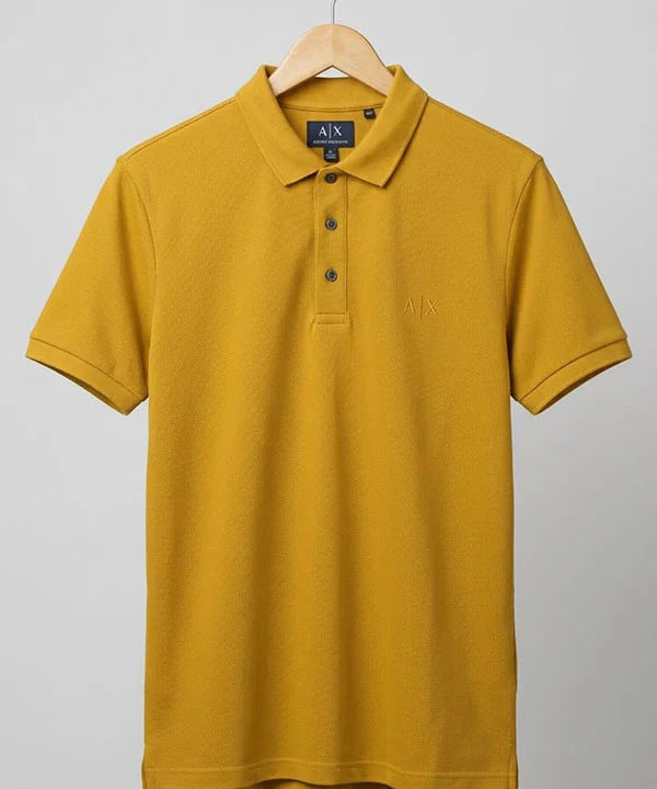 A|X Logo Self-Textured Basic Polo T-Shirt TSH-7163 Mustard