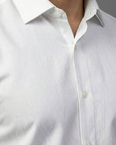 Men'S Dress Shirt - White Stripes Dsh-0289