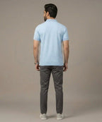 Premium Ribbed Collar Basic Polo T-Shirt Sky TSH-7162