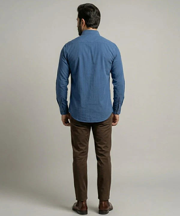 Men's Casual Shirt - Shc-1062 Dotted Blue