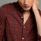 Men's Casual Checkered Shirt - Maroon Shc-1973 Strech Fabric - Maroon - View 2