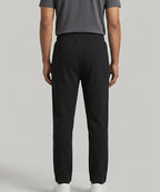 Waffle Knit Elastic Waist Trousers - Black Lwr-0694 - Black - View 2