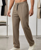 Waffle Knit Elastic Waist Trousers - Coffee Lwr-0694 - Coffee - View 2