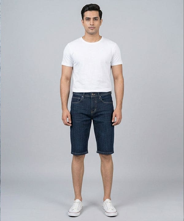 Casual Summer Navy Denim  Shorts- Br-0087 - Navy - View 1