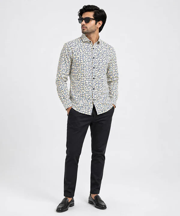 Men's Casual Shirt - Shc-1606 Ptinted Yellow (ORG-H)