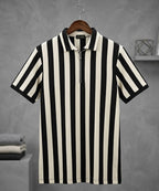 Men'S T-Shirt Collar Black Stripe Tsh-7160 - Black - View 3