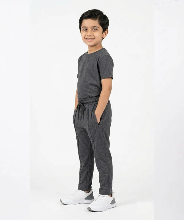 Kids Smart Baggy stretchable premium trouser Charcoal Texture BLW-0136