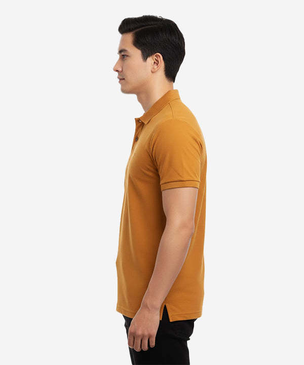 Men'S T-Shirt Texture Collar Camel Tsh-5906 -  - View 2