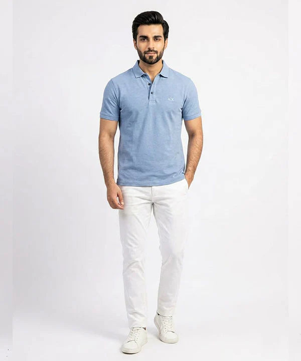 A|X Logo Self-Textured Basic Polo T-Shirt TSH-7163 R-Blue