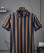 Men'S T-Shirt Collar Navy Stripe Tsh-7160 - Navy - View 3