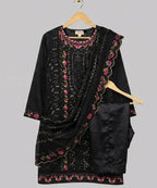 Women's Eastern Black Embroidered 3-piece 0004
