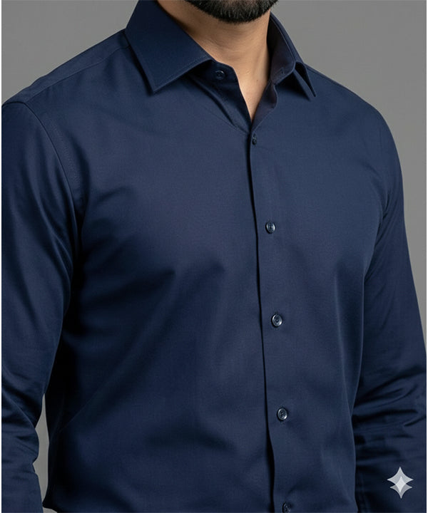 Men'S Dress Shirt - Navy Dsh-0292 - Navy - View 2