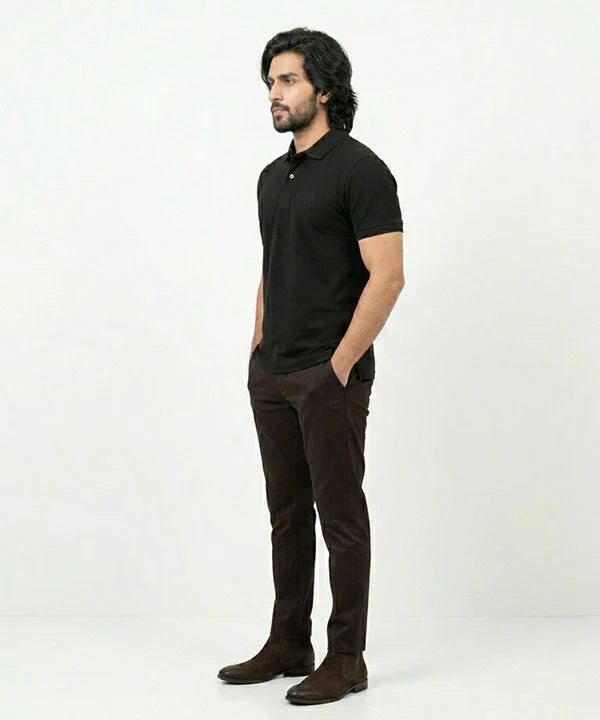 A|X Logo Self-Textured Basic Polo T-Shirt TSH-7163 Black