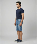 Casual Summer L-Blue Denim  Shorts- Br-0088 - Blue - View 2