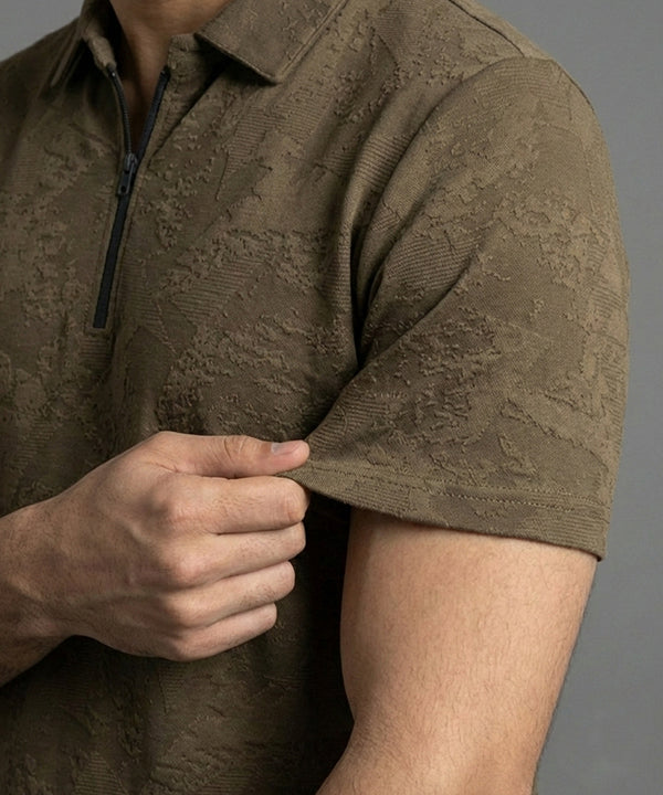 Men'S T-Shirt Collar Brown Tsh-7024 - Brown - View 2