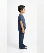 Kids Smart Baggy stretchable premium trouser Navy Texture BLW-0136