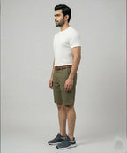 Men’S Summer Cotton Texture Green Shorts- Br-0102 - Green - View 2