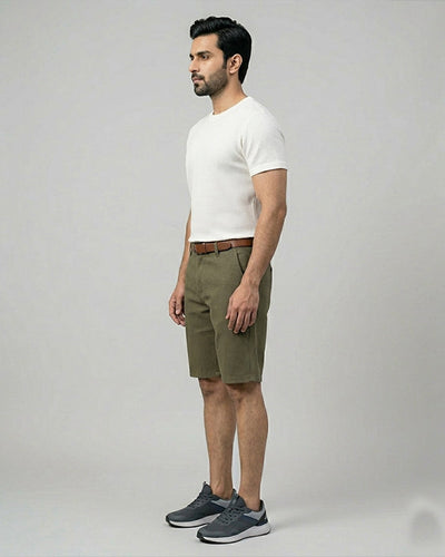 Men’S Summer Cotton Texture Green Shorts- Br-0102